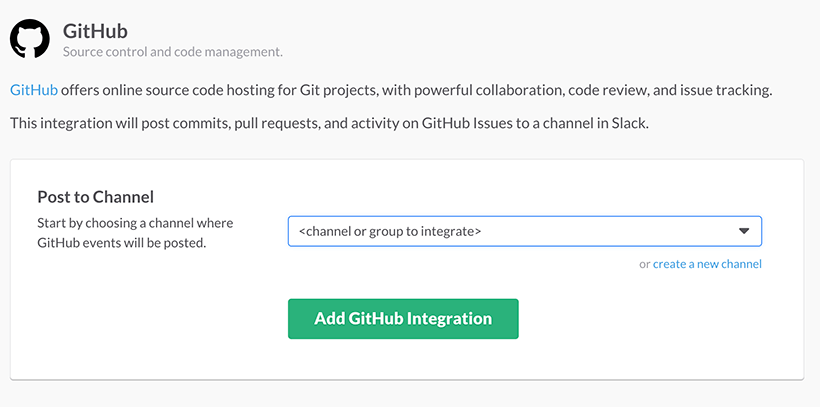 Slack integration with GitHub