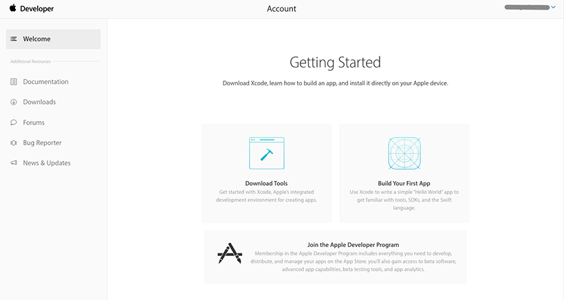 Account registration in App Store